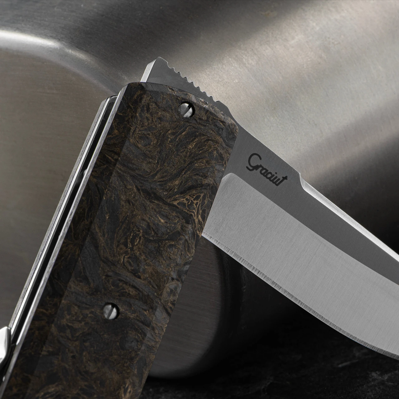 Maserin Silver 410 Fat Carbon "Gold Dark Matter" Folding Knife 8 Maserin Silver 410 Fat Carbon "Gold Dark Matter" Folding Knife - Image 6