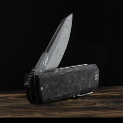 Maserin Silver 410 Fat Carbon Damascus Folding Knife -Cheap Nitecore || Victorinox || Fenix Store MAS410DNdet 21483.1689327732